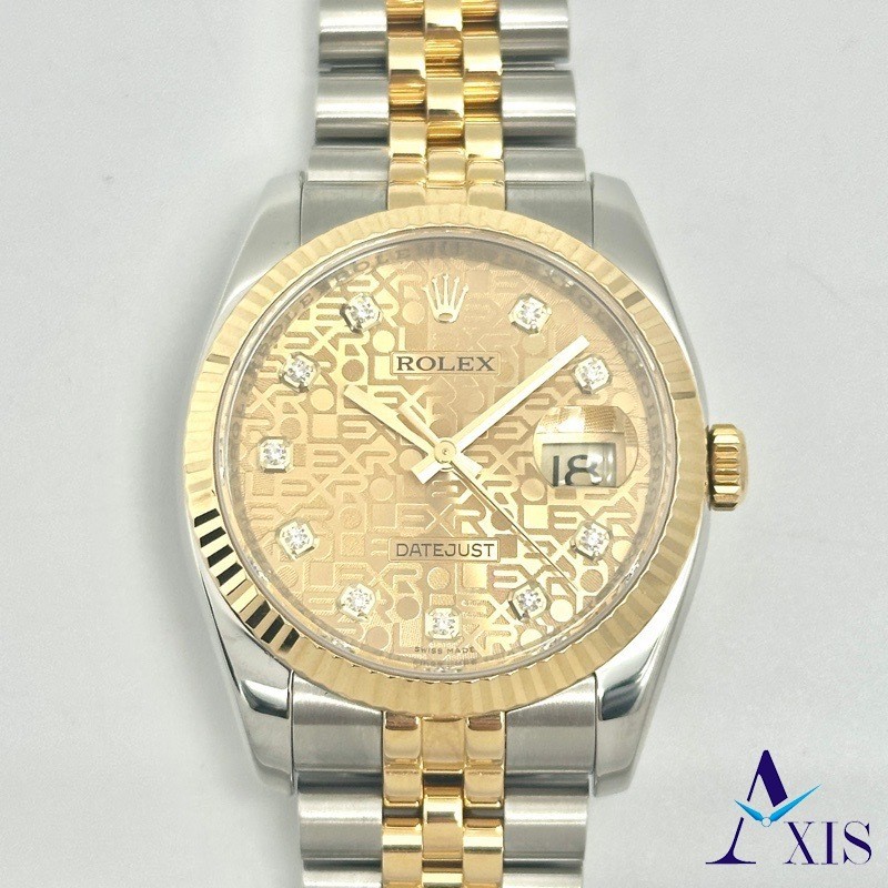 Rolex ตัวปรับวันที่ 116233G นาฬิกาข้อมืออัตโนมัติ สายสแตนเลส หน้าปัดสีทอง สีเหลือง สําหรับผู้ชาย【USED】
