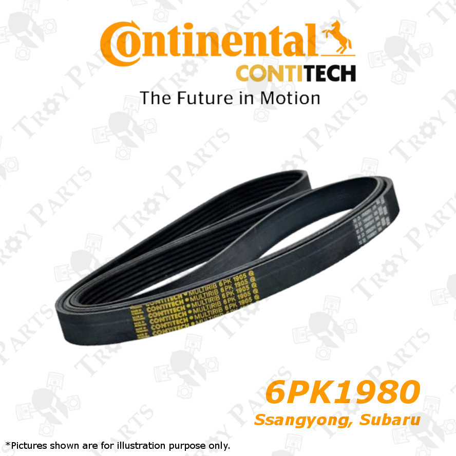 Contitech Ribstar Rib Serpentine เข็มขัดพัดลม 6PK1980 Ssangyong 2.0 D20DTR D20DTF Subaru Legacy 2.5 