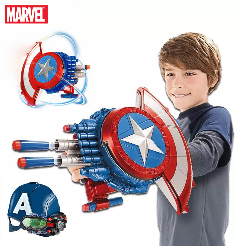 หน้ากากคอสเพลย์ Marvel Captain America Catapult Shield Shine Mask Cape เหมาะกับของขวัญวันเกิด สําหรับเด็กผู้ชาย
