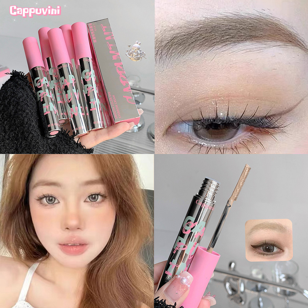 Cappuvini ดินสอเขียนคิ้ว หลอดสีเงิน ขนาดเล็ก ย้อมสี ไม่เลอะง่าย ธรรมชาติ กันน้ํา