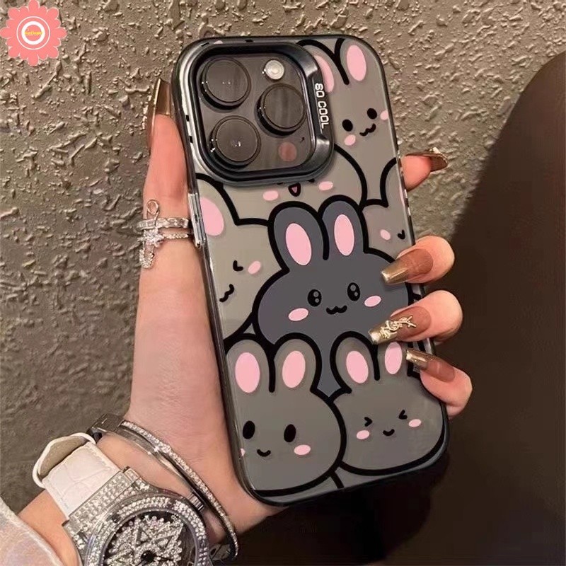 เคสโทรศัพท์มือถือ ลายการ์ตูนกระต่ายน่ารัก สําหรับ Redmi 12 12C 10C 9T 13C A1 9A 10A 9 9C NFC A2 Note 13 11 8 10 9 12 10s 11s Pro Max Mi 12 11 Lite Poco X6 C55 M6 M3 เคสโลหะชุบ
