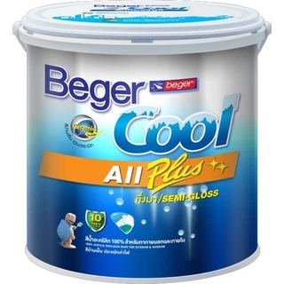 Beger สีครีม คูลออลพลัส กึ่งเงา (ขนาด 9L) สีทาบ้าน สีบ้านเย็น สีเบเยอร์ เกรด 10ปี เช็ดล้างทำความสะอาดได้ สะท้อนควาร้อน