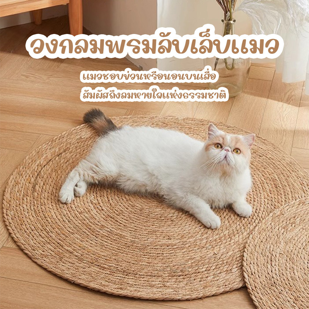 🌾【40/60/80cm】วงกลมพรมลับเล็บแมว  เสื่อลับเล็บแมว เสื่อฝนเล็บแมว การทำพืชธรรมชาติ แมว รัก เล่น
