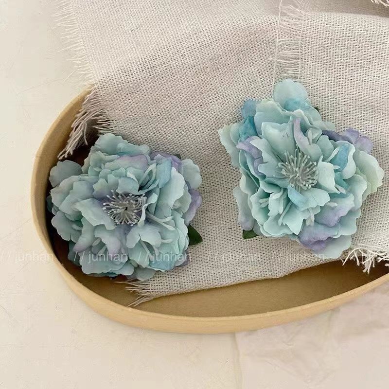 ♞,♘,♙คลิปด้านข้างลูกไม้ดอกคามิเลียสีน้ำเงิน Sfumato คลิปหน้าม้าใหม่หวาน