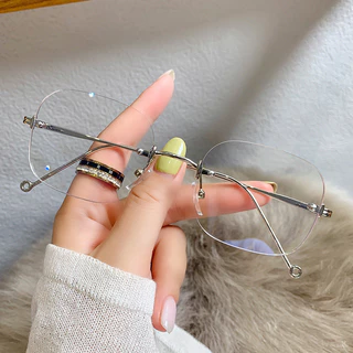 👓แว่นสายตาสั้นไร้กรอบ👓 0~-425° แว่นตาไม่มีขอบ ป้องกันแสงสีฟ้า แว่นตาแฟชั่นผู้หญิงเกาหลี 104