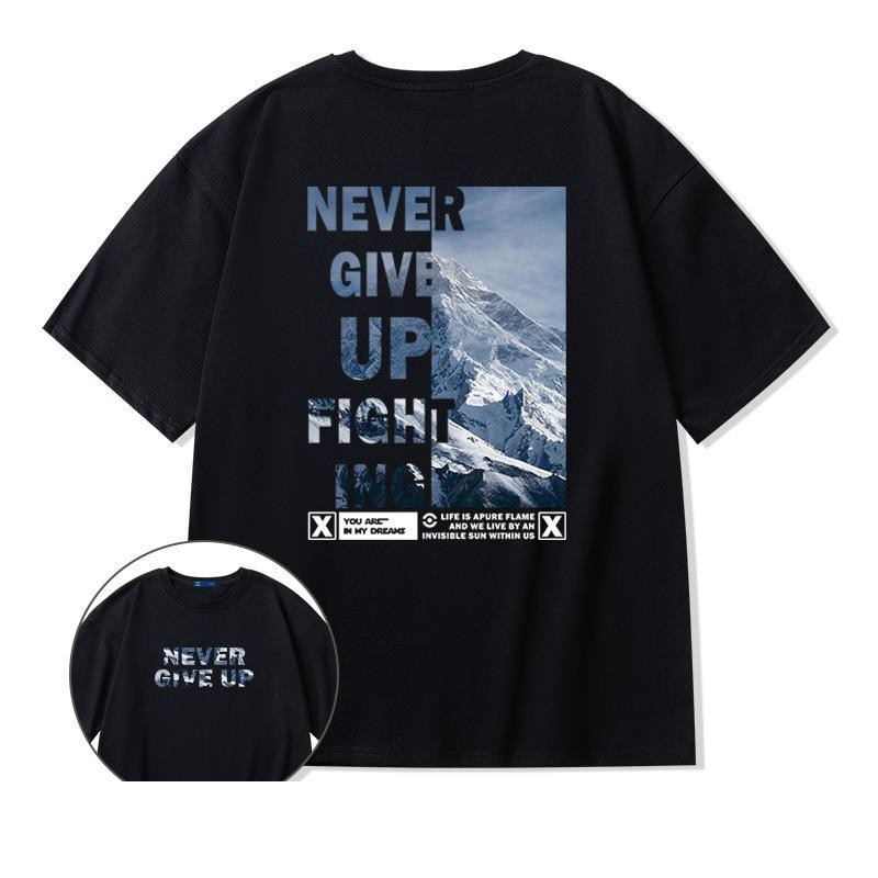 Lucifer （จัดส่งตลอด 24 ชั่วโมง） เกาหลี oversize คอกลม เสื้อยืด CMDXY0404 ผ่อน ผ้าคอตตอน ลายสกรีน ฤดูร้อน สบาย