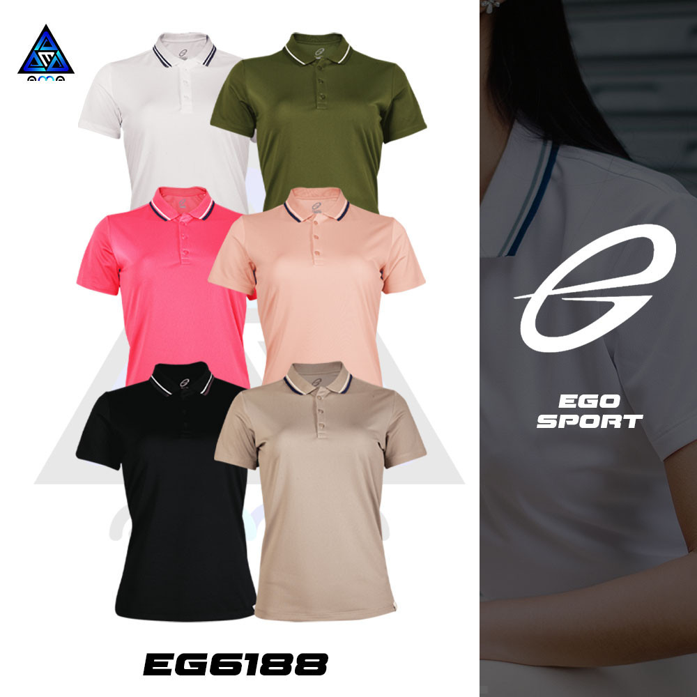 **ลดแล้วลดอีก30%**  EGO SPORT  รหัส EG6188 อีโก้ เสื้อโปโลเบสิคแขนสั้นผู้หญิง ชุด 3 ของแท้100%