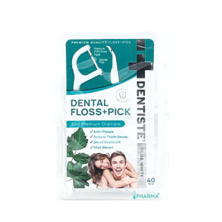 โฉมใหม่ (แพคคู่) Dentiste Dental Floss Pick เดนทิสเต้ ไหมขัดฟันพร้อมด้ามจับ ทำความสะอาดซอกฟัน กลิ่นมิ้นต์ 40 ชิ้น [PC]