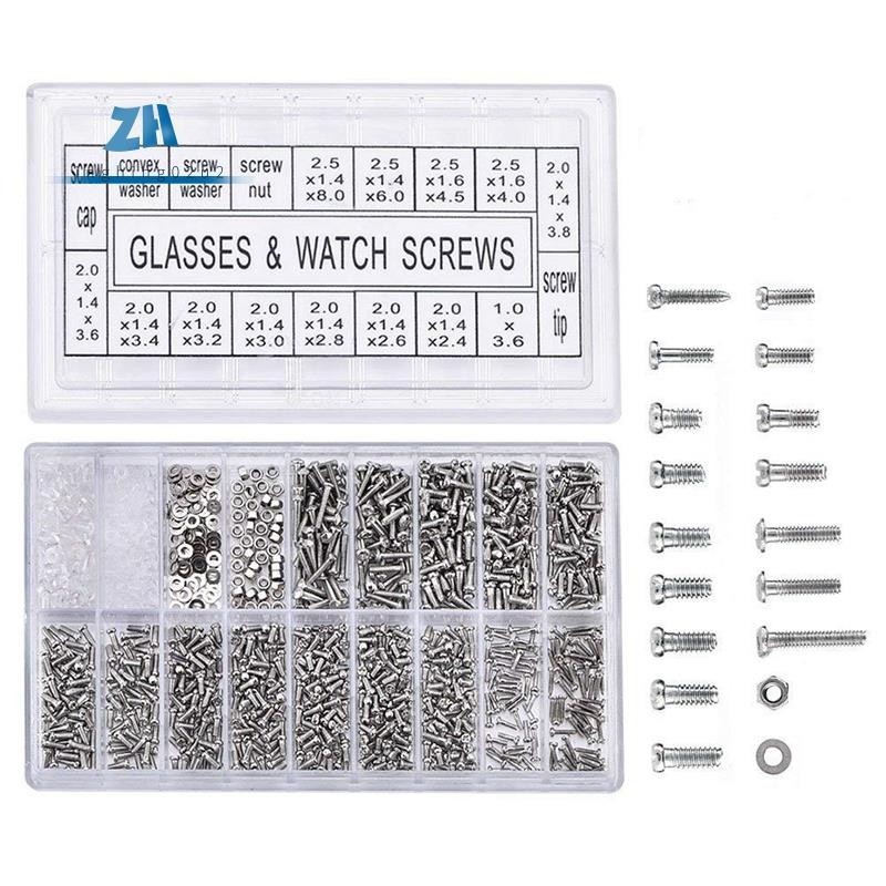 ชุดเครื่องมือสกรู สเตนเลส สําหรับซ่อมแซมนาฬิกาข้อมือ แว่นตา 1000 ชิ้น