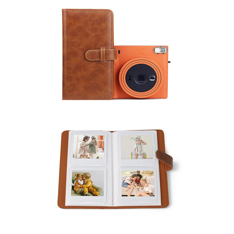 80 กระเป๋า Retro PU อัลบั้มรูป Fit สําหรับ Instax Square ฟิล์มสําหรับ Fujifilm SQ1 SQ6 SQ20 SQ10 SP3 อุปกรณ์เสริมสําหรับกล้อง