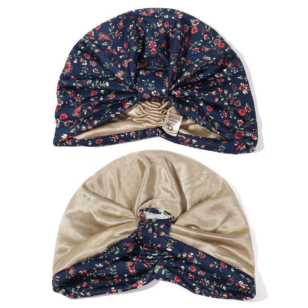 Subei ผ้าโพกหัว แบบผ้าฝ้ายและผ้าซาติน พิมพ์ลายดอกไม้ สำหรับผู้หญิง หมวกคลุมศีรษะ หมวกแก๊ปจีบ - รูปที่ 5