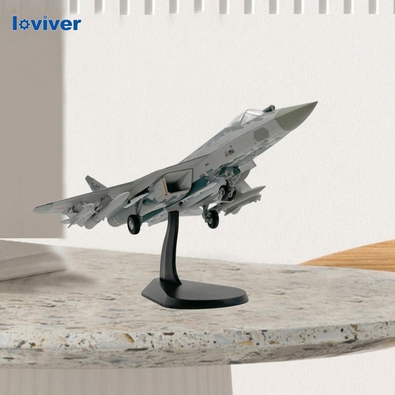 [Loviver] โมเดลเครื่องบิน,su-57 Fighting Diecast, Alloy Fighter Jet Model,Airplane Model for Gift Co