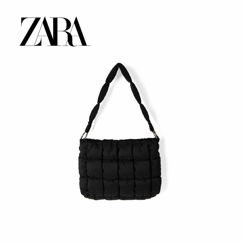 Zara กระเป๋าสะพายไหล่ลําลอง ผ้าฝ้าย ทรงสี่เหลี่ยม ขนาดเล็ก แบบพกพา