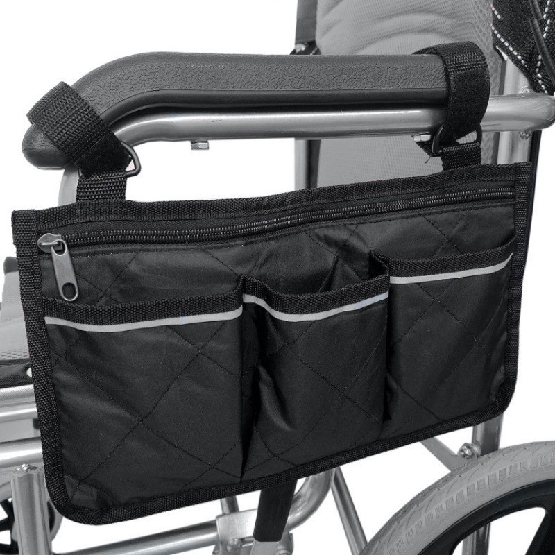 Same Style as Tiktok#Wheelchair Armrest Side Buggy Bag Multifunctional Pocket Stroller Storage Bag with Reflective Stripe Convenient Storage3.29LyL