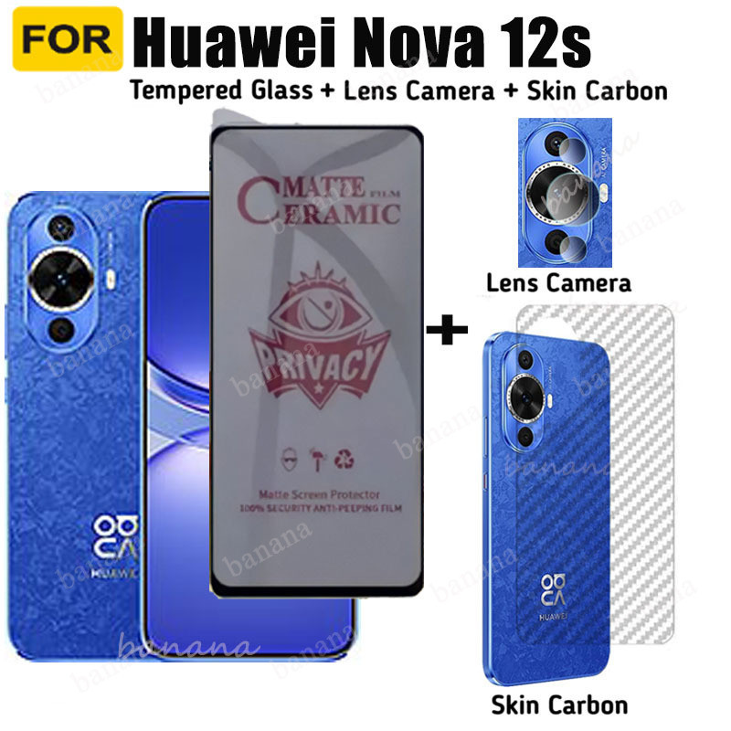 ฟิล์มกระจกนิรภัย กันรอยเลนส์กล้อง และฟิล์มด้านหลัง 3 in 1 สําหรับ Huawei Nova 12S Nova 12se 12i Nova 10SE 9SE