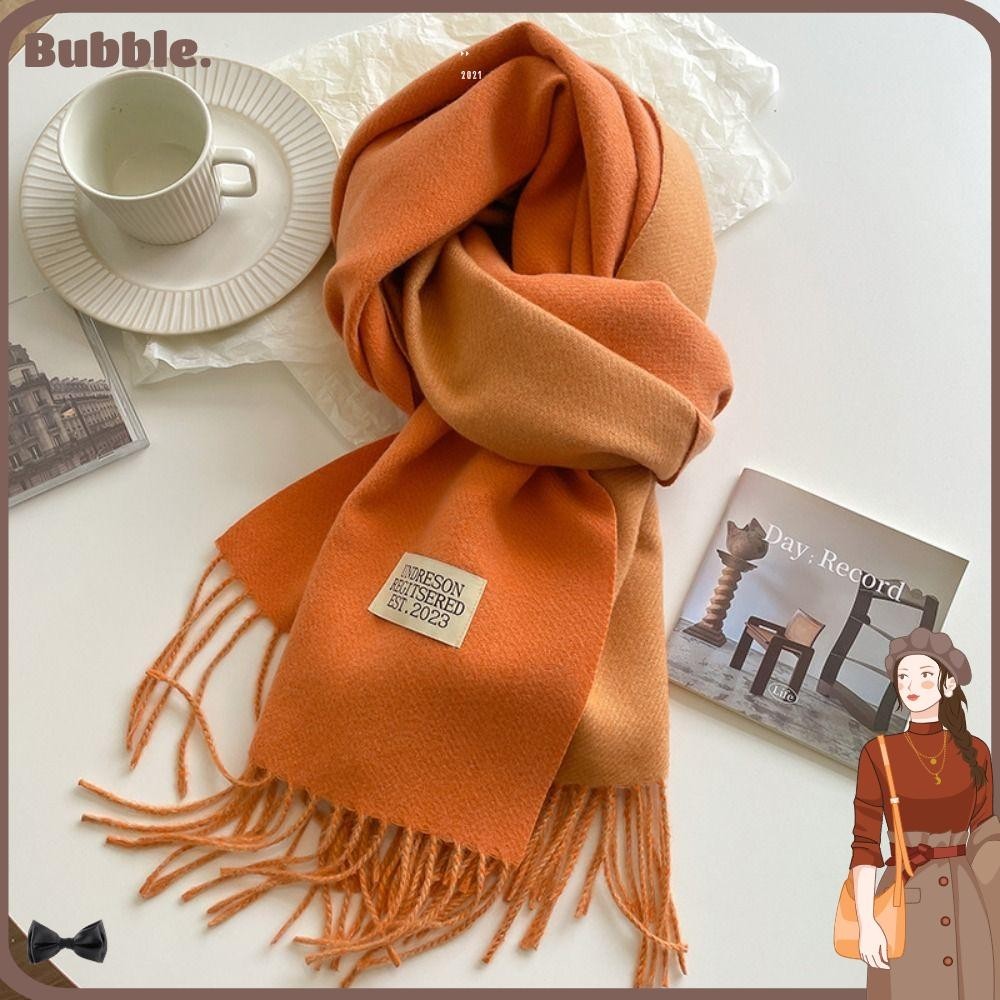 Bubble ผ้าคลุมไหล่ ผ้าพันคอ ผ้าแคชเมียร์ สองด้าน ให้ความอบอุ่น สีพื้น ออกแบบต่างกัน ฤดูหนาว พร้อมพู่ยาว