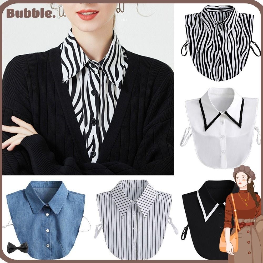 เสื้อเชิ้ต ผ้าฝ้าย คอปกปลอม สไตล์วินเทจ คลาสสิก