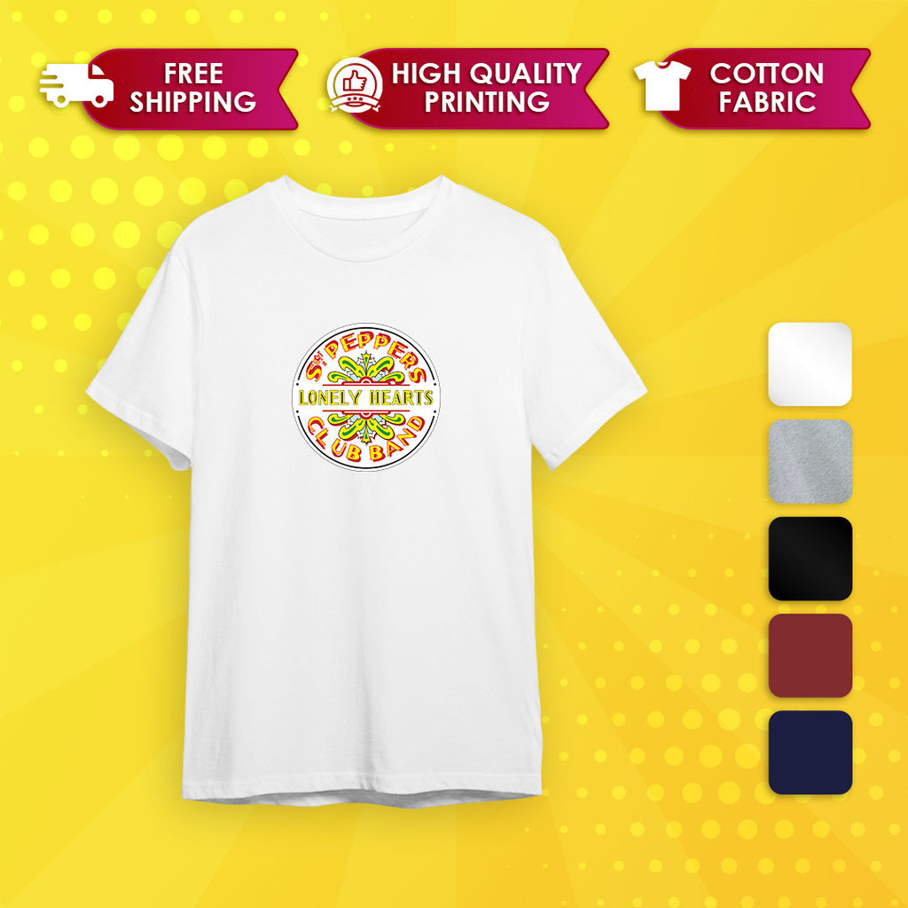 SGT PEPPERS LONELY HEARTS CLUB / Music Rock Band / Baju ผ้าฝ้ายแขนสั้น T เสื้อ Tee เสื้อยืด Tshirt แ