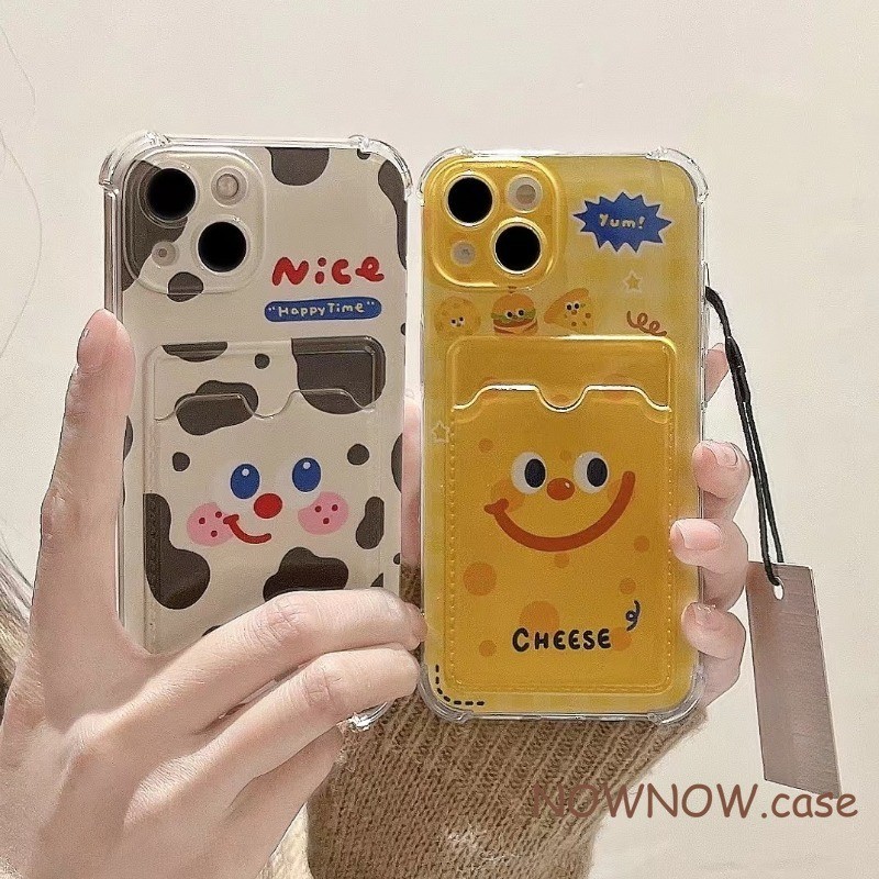 เคสโทรศัพท์มือถือ แบบนิ่ม ลายการ์ตูนวัว และชีสน่ารัก แบบพกพา สําหรับ iPhone 15 14 13 12 11 Pro MAX X XR XS MAX 7 8 Plus