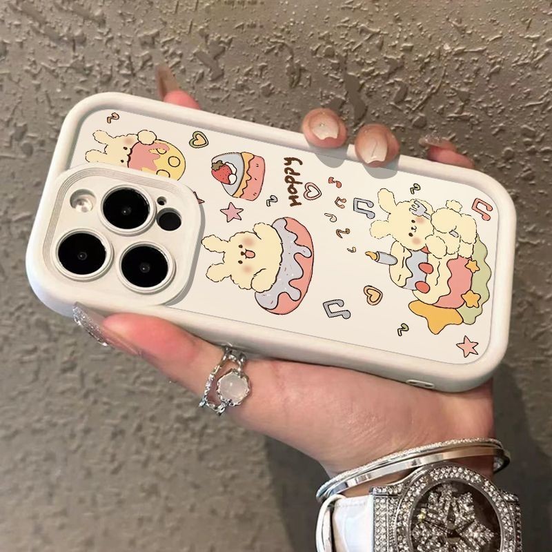 Happy Rabbit Fork Cake เหมาะสําหรับ Apple IPHONE 15 14 13 12 11promax/pro XSMAX/XR/X/XS 7/8plus สแตน