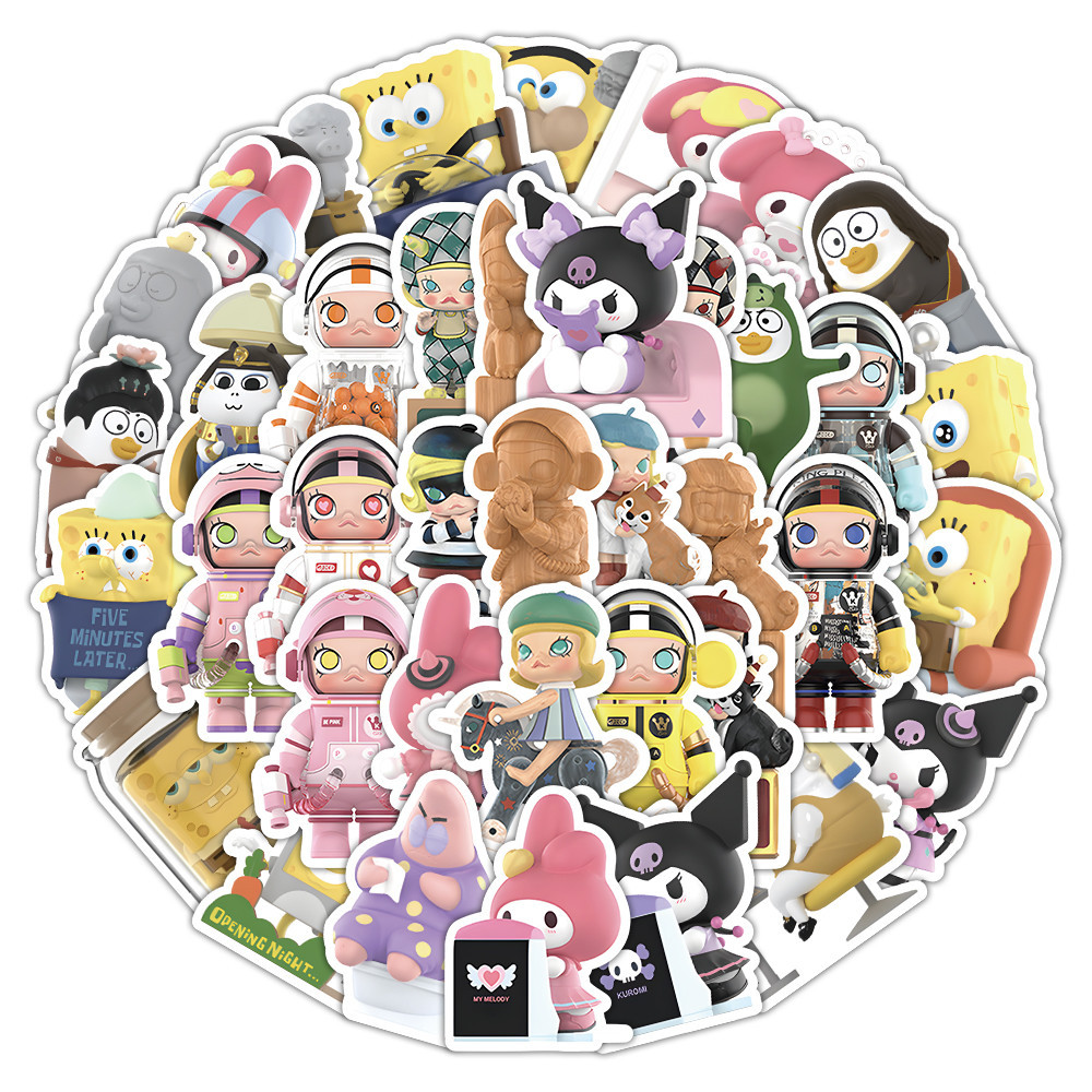Lanlanstickersworld สติกเกอร์ ลายการ์ตูนกราฟฟิตี้ กันน้ํา สําหรับติดตกแต่งหมวกกันน็อค จักรยาน 60 ชิ้น