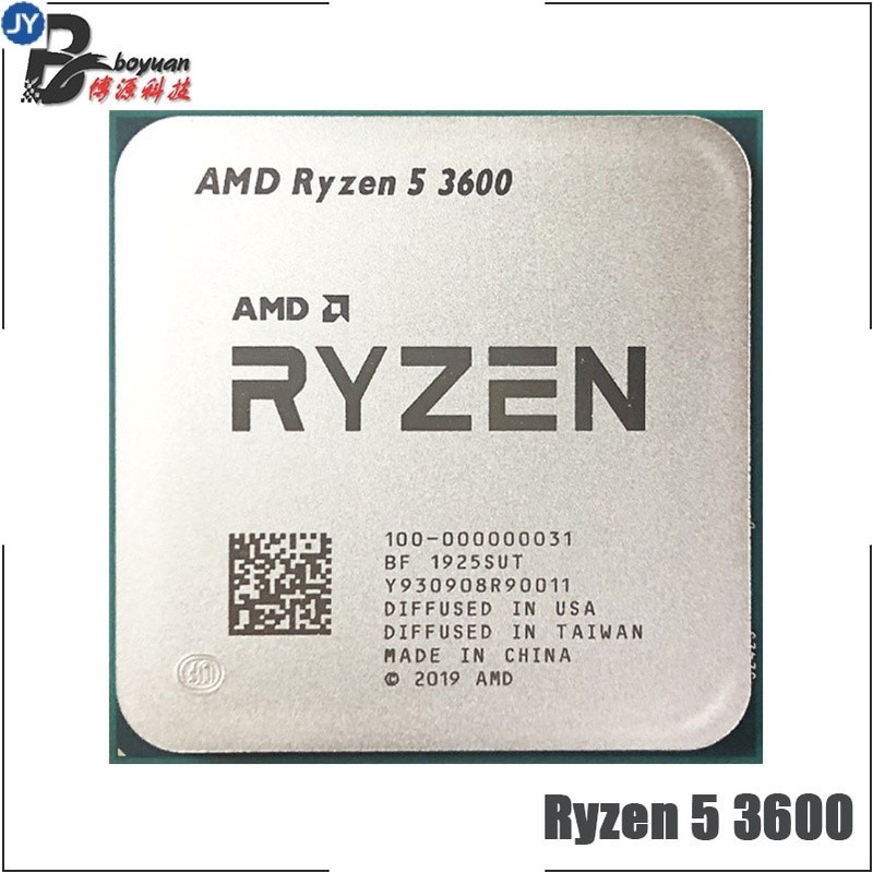 หน่วยประมวลผล CPU AMD Ryzen 5 3600 R5 3600 3.6 GHz สิบสองเกลียว 7NM 65W L3=32M 100-000000031 ซ็อกเก็ต AM4