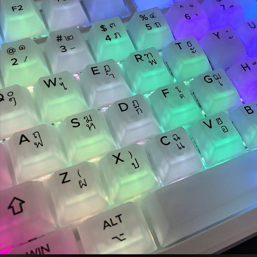 ปุ่มกดคีย์บอร์ด PC ABS เนื้อแมตต์ 122 คีย์ สีขาวนม ไทย รัสเซีย เกาหลี 87 104 108