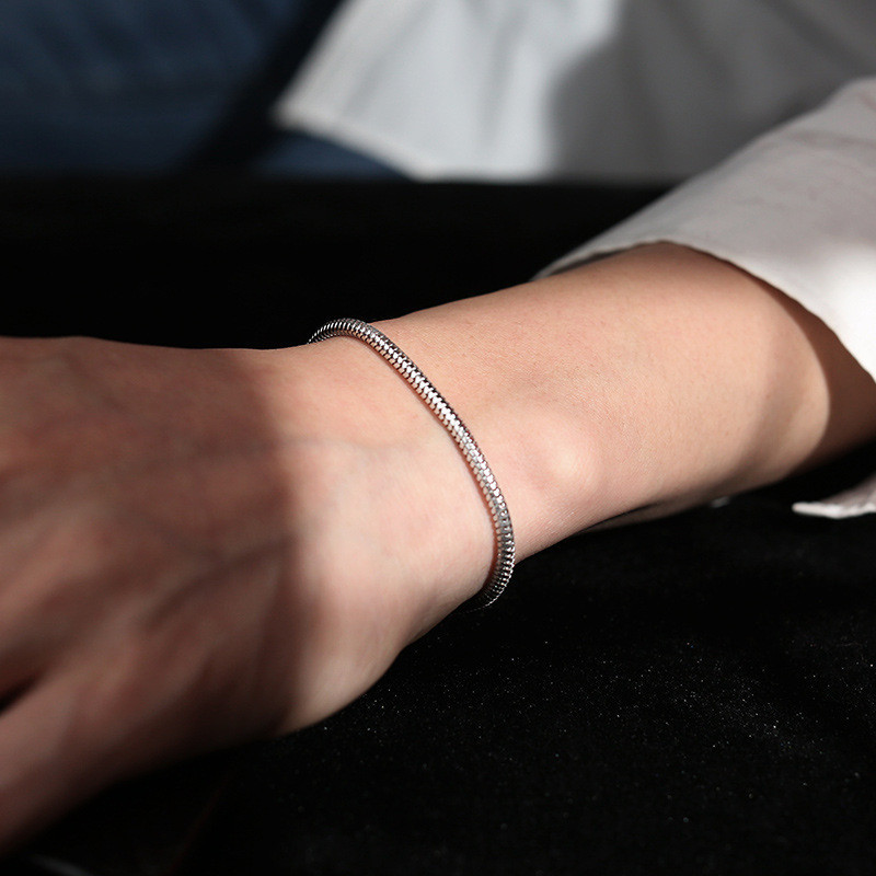 สร้อยข้อมือ สายโซ่ สเตนเลส 316L ประดับลูกปัดงู แฟชั่นคู่รัก สําหรับผู้หญิง วัยรุ่น 1 ชิ้น