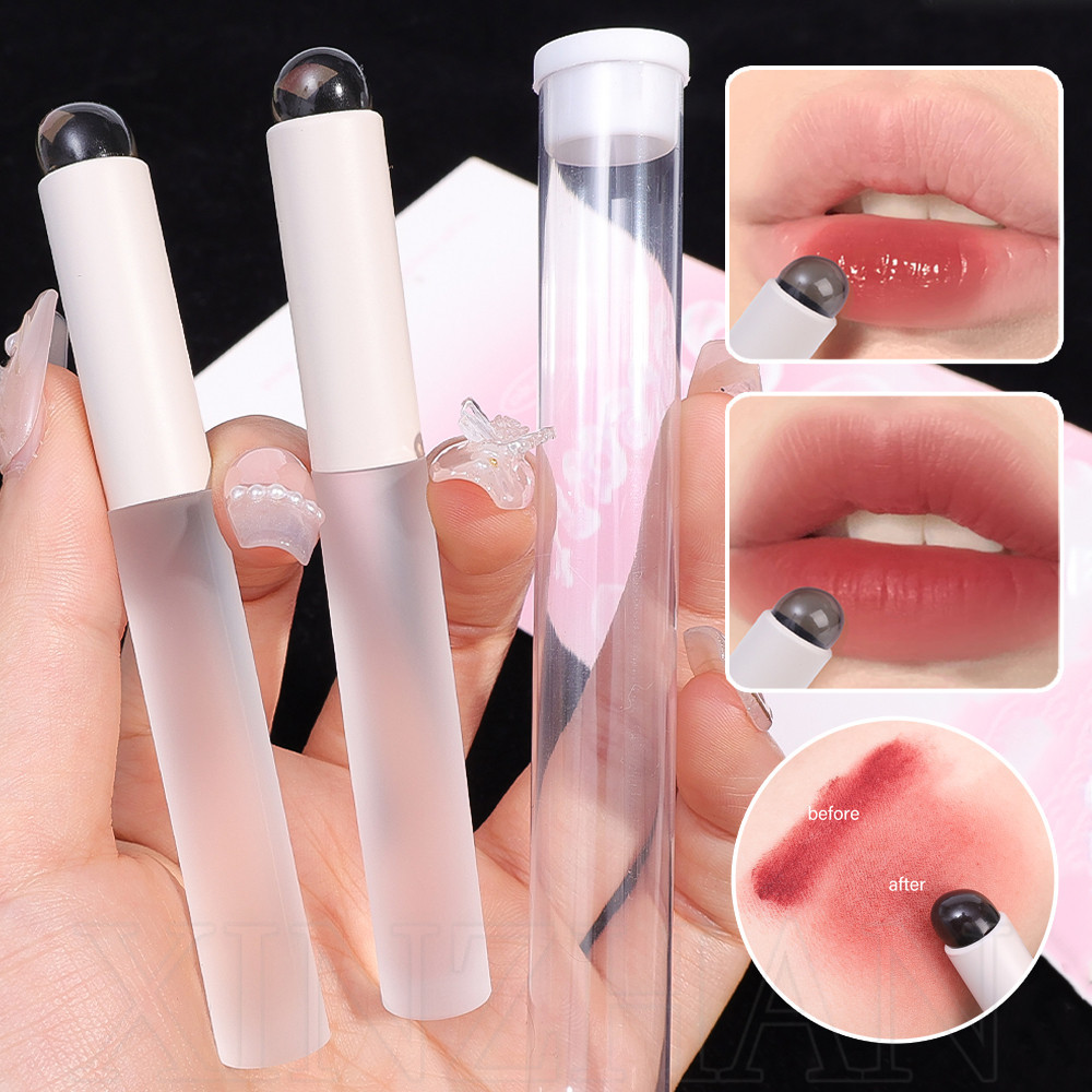 คอนซีลเลอร์ ลิปสติก - แปรงแต่งหน้า รายละเอียด - เครื่องมือแต่งหน้าความงามระดับมืออาชีพ - แปรงซิลิโคน หัวกลม แปรงลิป - รูปนิ้วมือ มุม พร้อมฝาปิด