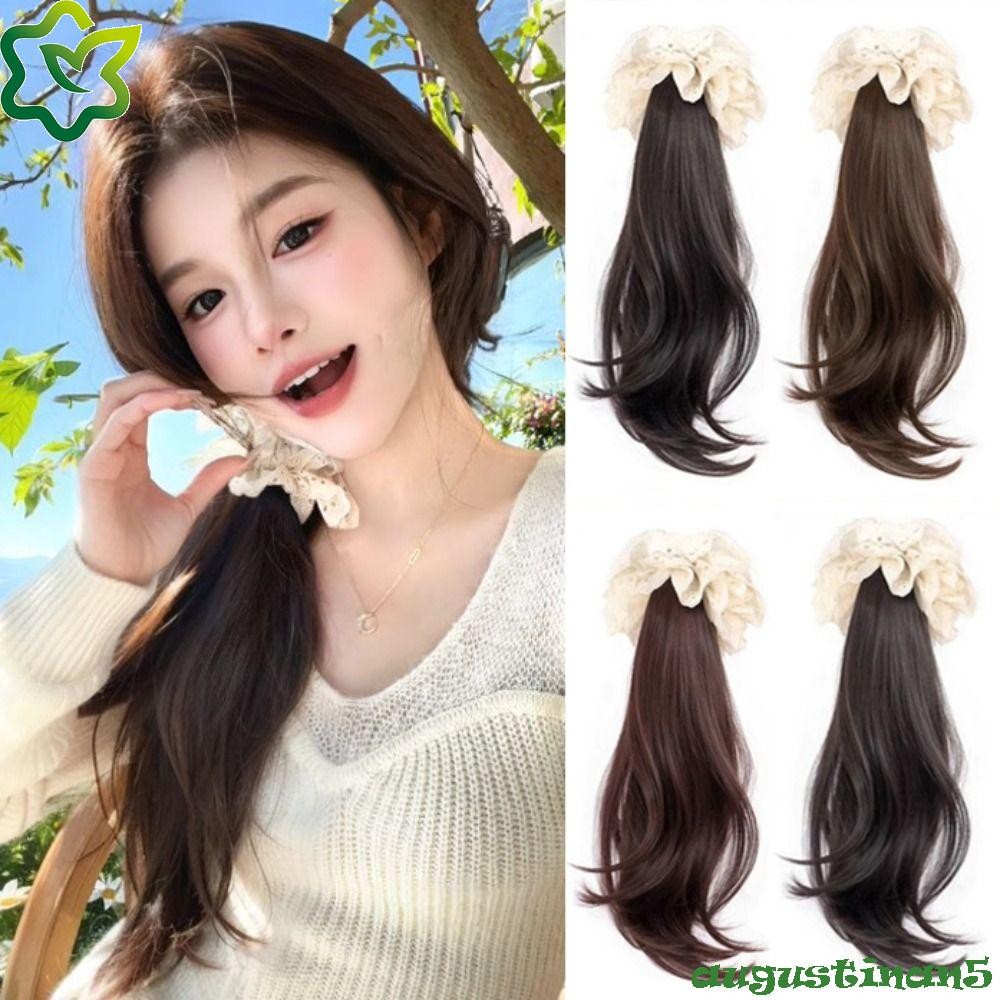 Augustinan ยาวหยักผมหางม้า,สังเคราะห์ Headwear Claw คลิปผมหางม้า,เจ้าหญิงผมขยายแหวนผมน่ารัก Pony Tail Hairpiece ผู้หญิง