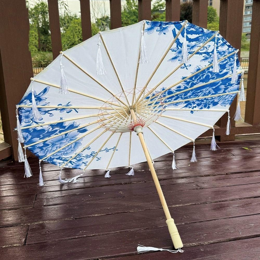 FABLE ร่มผ้าไหมขนาด 70 ซม., สไตล์จีนคลาสสิก กันลมและฝน สำหรับสวมใส่ในงานแต่งและเป็นของตกแต่งการถ่ายภาพ - รูปที่ 4