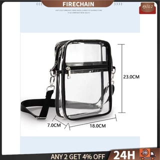 firechain Clear Purse Stadium Approved PVC กันน ้ ํากระเป ๋ าสะพายข ้ างแบบใสพร ้ อมสายสะพายปรับได ้