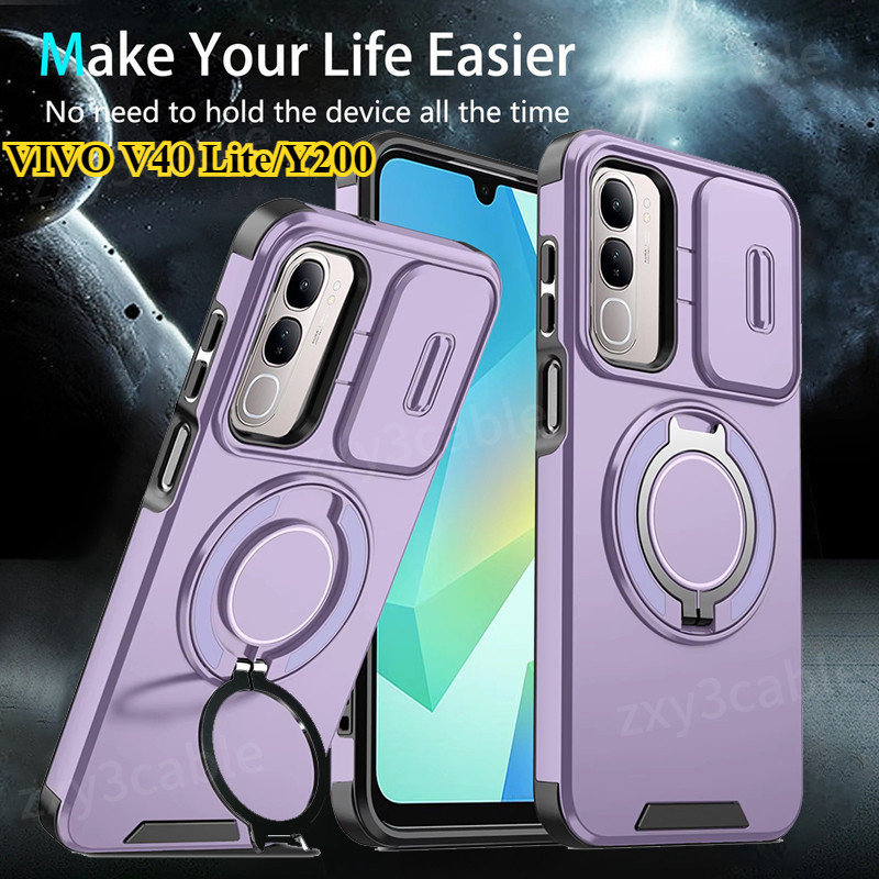 กันกระแทก Push Window สําหรับปลอกสําหรับ Vivo V40 Lite Y200 5G S19 V40 Pro 4G 2024 หรูหราแม่เหล็ก Co