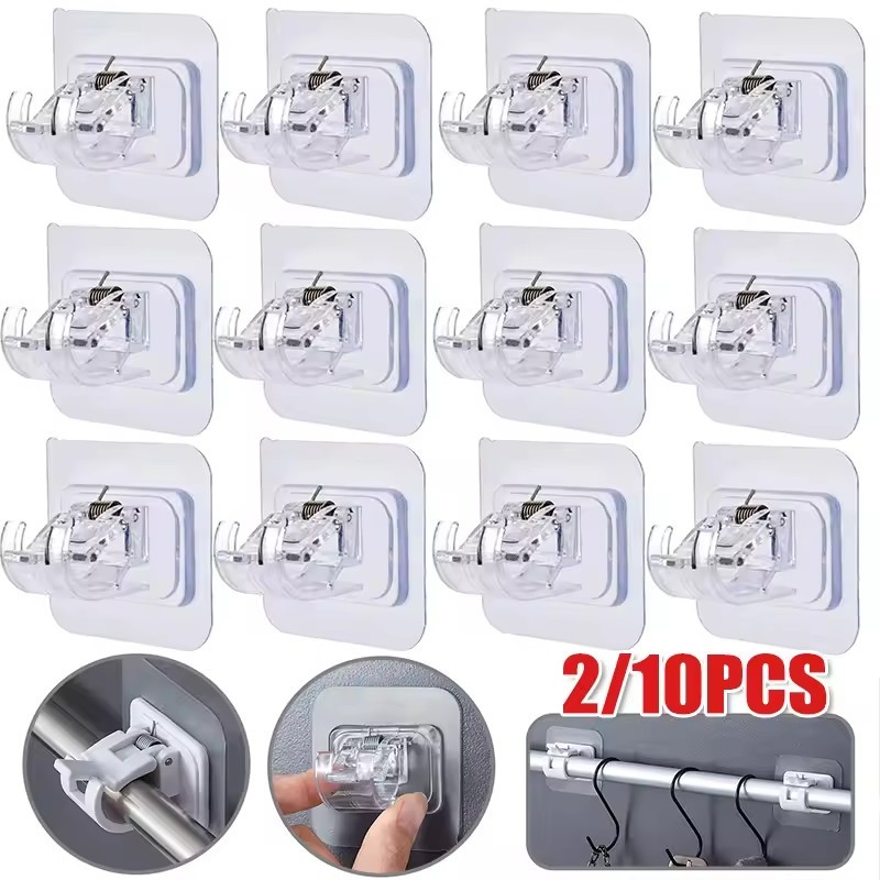 แนะนำ ผ้าม่าน 2/6/10 ชิ้น Self กาวผ้าม่าน Rod Brackets-เล็บฟรีปรับผู้ถือ Clamp Hooks-ห้องน้ําผ้าเช็ดตัวผู้ถือ Fixing แขวน Rack ราคาพิเศษ มีเก็บเงินปลายทาง