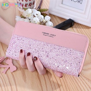 HOBBYIN กระเป๋าสตางค์ ใบยาว ทรงคลัทช์ แต่งกลิตเตอร์ ใส่โทรศั…