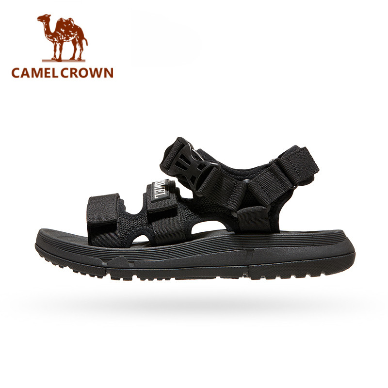 Camel CROWN รองเท้าแตะผู้ชายรองเท้าแตะชายหาดลําลองรองเท้าแตะกีฬาพื้นหนา