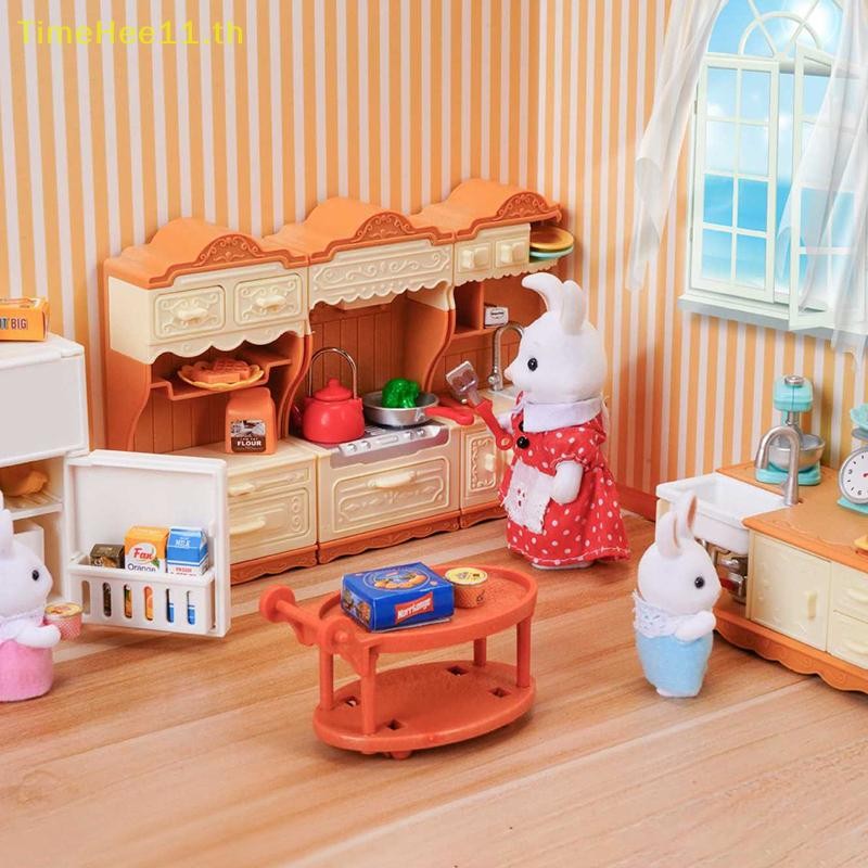 Timehee Forest Family 1/12 เฟอร์นิเจอร์ห้องครัวห้องน้ําห้องนอน Bakeware ชุด Miniature รุ่นตุ๊กตาอุปกรณ์เสริมตู้เย็นสาวของขวัญ TH