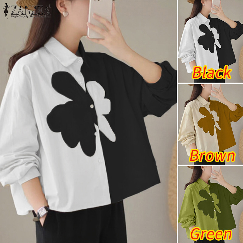 Zanzea เสื้อเชิ้ตแขนยาวทรงหลวมแฟชั่นเกาหลีสําหรับผู้หญิง - รูปที่ 2