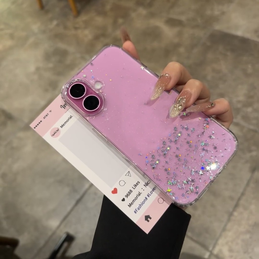 เคสโทรศัพท์ พิมพ์ลายดาว กลิตเตอร์ สีใส สำหรับ for iPhone 17 16 15 pro max 14 pro max 13 Pro Max se 2020 11 Pro Max  6 6s 7 8 Plus X XS Max XR - รูปที่ 2
