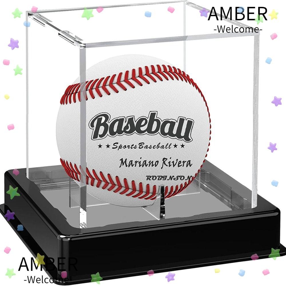 จอแสดงผลเบสบอล AMBER,ตู้โชว์อะคริลิคที่ใส่เบสบอล,ตัวป้องกันลูกบอลกันฝุ่นที่ทนทานกล่องเก็บเบสบอลป้องกันรังสียูวี