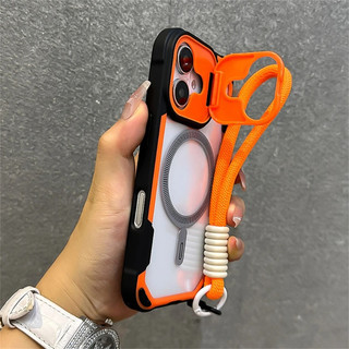 สายคล้องหรูหราทำจากไนลอน เคสใสแบบแม่เหล็ก กันกระแทก เข้ากับ iPhone 16 15 14 13 12 11 Pro Max Plus เคสแข็งด้านหลัง ดีไซน์สวยงาม