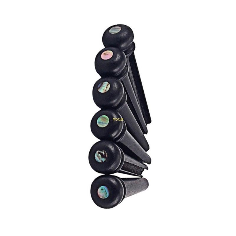 Youn 6 ชิ้น Ebony กีตาร์สะพาน Pin String หมุดคงที่กระดูกกีตาร์สะพาน Pin สําหรับ Acoustics กีตาร์พื้น