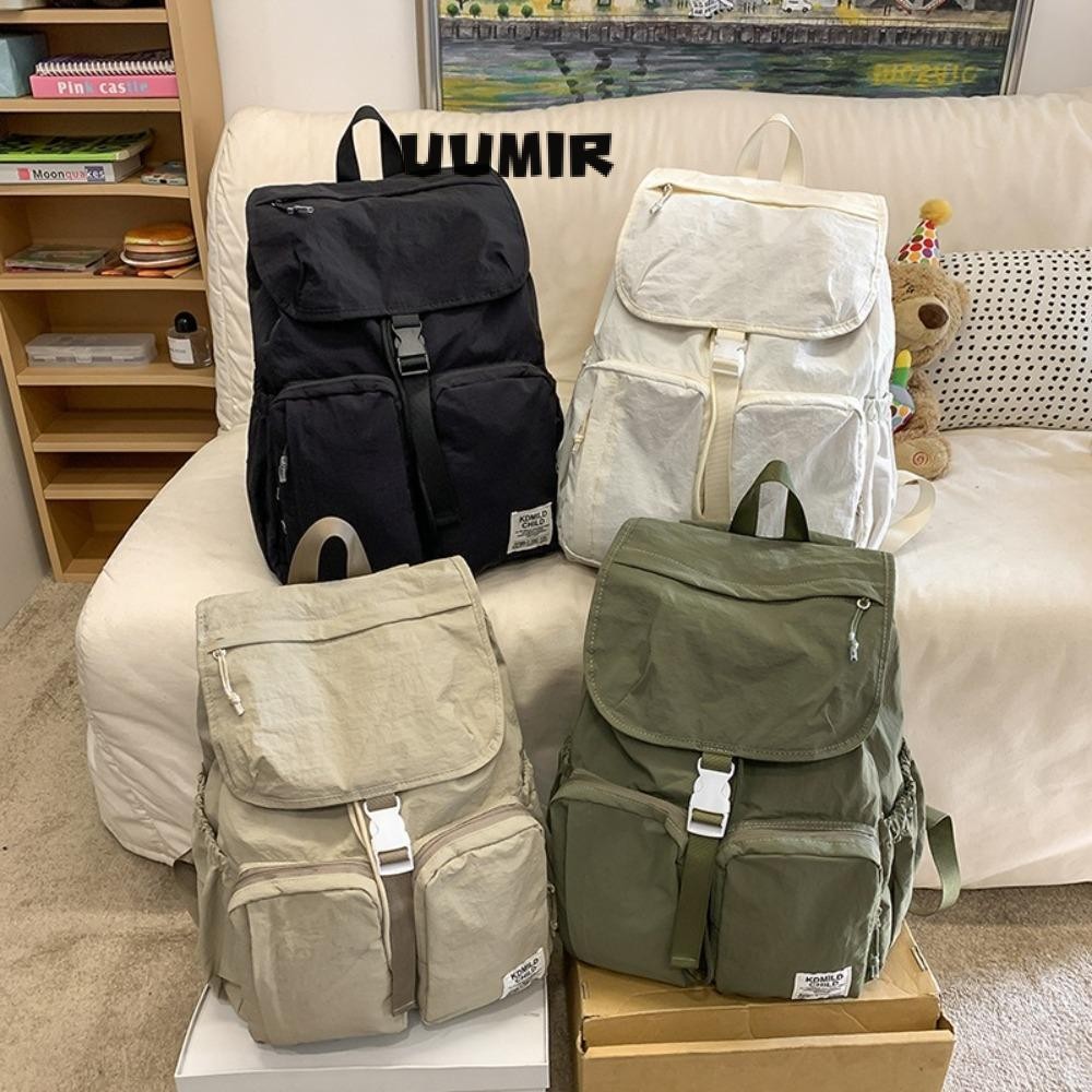 Uumir กระเป๋าเป้เดินทาง, กระเป๋านักเรียนสไตล์ Japanse สีทึบ, กระเป๋าแคมป์ปิ้งกลางแจ้งความจุขนาดใหญ่เบามากอินเทรนด์