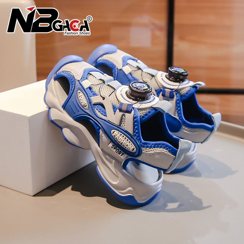 2025 แฟชั่นรองเท้าแตะเด็กผู้ชายระบายอากาศสบายไม่ลื่นกีฬารองเท้าเด็กฤดูร้อนที่มีการออกแบบปุ่มหมุนขนาด27-38 - รูปที่ 3