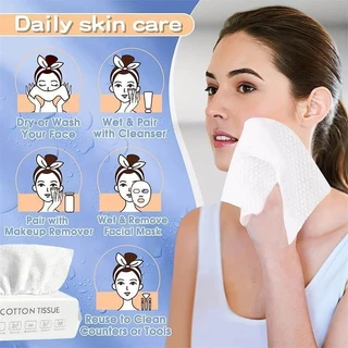 กระดาษเช็ดหน้า Cotton 100% แบบหนา 100 ชิ้น ใช้ได้ทั้งแห้งและเปียก ปลอดภัยต่อทารก - กระดาษชำระ