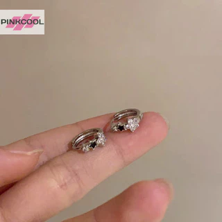 Pinkcool ต่างหูห่วง รูปดาวห้าแฉก ประดับเพทาย คริสตัล เรียบง่าย เครื่องประดับแฟชั่น สําหรับผู้หญิง