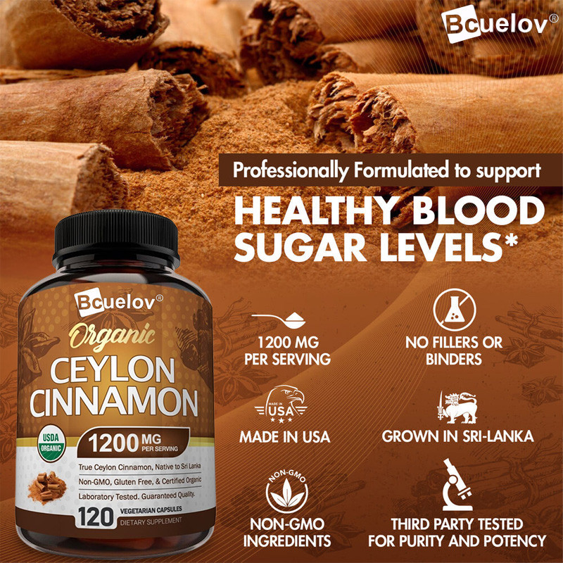 Bcuelov Ceylon Cinnamon, 1200 มก. ต่อหนึ่งแคปซูล, 120 แคปซูล - การสนับสนุนน้ําตาลในเลือด, การสนับสนุนข้อต่อ - รูปที่ 2