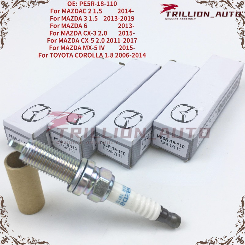 หัวเทียนอิริเดียม สําหรับ MAZDA 2 3 6 CX-3 CX-5 MX-5 TOYOTA COROLLA PE5R-18-110 4 ชิ้น
