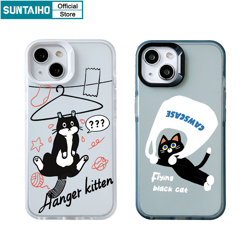 Suntaiho เคสไอโฟน เคสโทรศัพท์มือถือ ซิลิโคนนิ่ม TPU ใส กันกระแทก ลายแมวบินน่ารัก สําหรับ Iphone 15 14 12 13 11 Pro Max IP 7 8 Plus Iphon X XS XR Xs Max