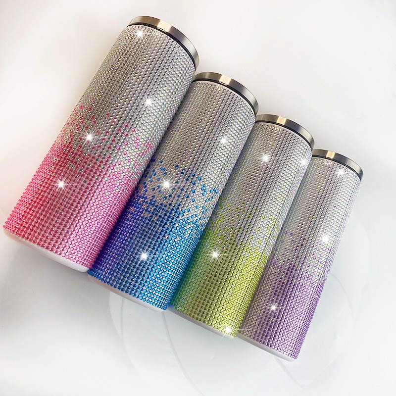 พร้อมส่ง3.3 แก้วเพชร เก็บความเย็น กระบอกน้ำสแตนเลส304 พกพาง่าย 600ml สวยหรู ดูแพง COD